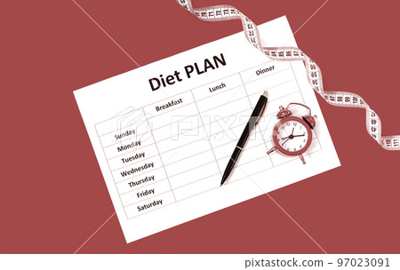 Diet schedule planner, measuring tape overhead 97023091