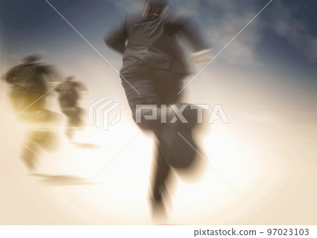 3d illustration of business person running towards future with business challenge concept 97023103