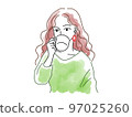 A woman drinking coffee 97025260