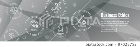 Business and Corporate Ethics Showing Company Values Icon Set- Web Header Banner Business and Corporate Ethics Showing Company Values Icon Set- Web Header Banner 97025752