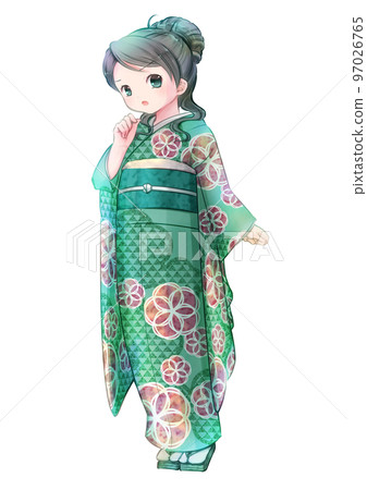 Green furisode woman-get angry Green furisode woman-get angry 97026765