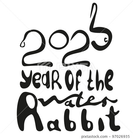 rabbit of numbers 2023 in hand draw style. Lunar zodiac... rabbit of numbers 2023 in hand draw style. Lunar zodiac... 97026935