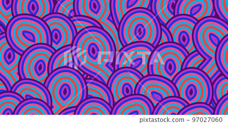 Abstract purple trippy psychedelic seamless pattern in 70s hippie style Abstract purple trippy psychedelic seamless pattern in 70s hippie style 97027060