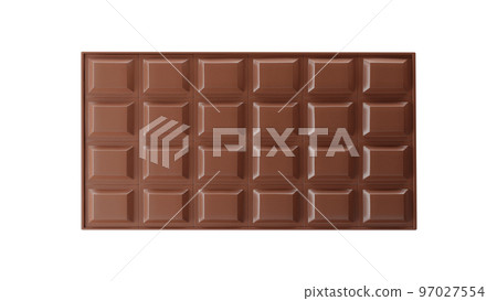Milk chocolate bar isolated on white background top view 97027554