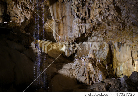 Bizarre and fabulous karst deposits, stalactites and stalagmites in the New Athos Cave in Abkhazia 97027729