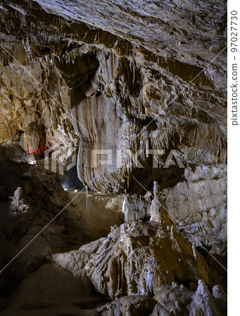 Bizarre and fabulous karst deposits, stalactites and stalagmites in the New Athos Cave in Abkhazia 97027730