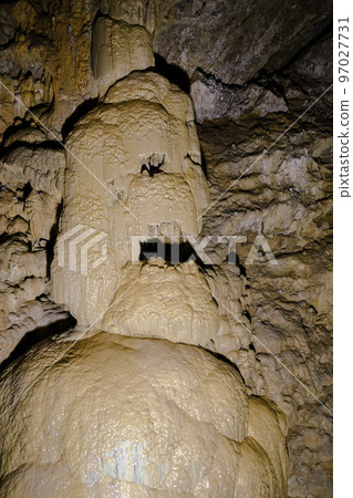 Bizarre and fabulous karst deposits in the shape of a skull in the New Athos cave in Abkhazia 97027731