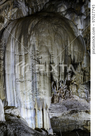 Bizarre and fabulous karst deposits, stalactites and stalagmites in the New Athos Cave in Abkhazia 97027745