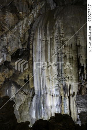Bizarre and fabulous karst deposits, stalactites and stalagmites in the New Athos Cave in Abkhazia 97027747