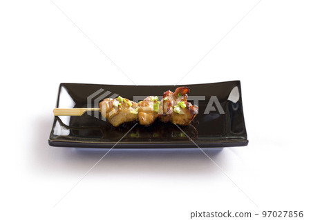 Various kind of grilling kushiyaki or meat skewers on white background. Japanese style skewered food in the izakaya restaurant. Various kind of grilling kushiyaki or meat skewers on white background. Japanese style skewered food in the izakaya restaurant. 97027856