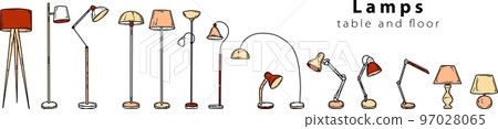 Doodle sketch lamps for the living room, table and floor lamps, hand-painted in different sizes  97028065