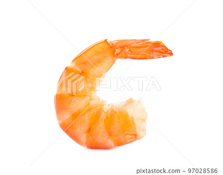 Delicious freshly cooked shrimp isolated on white Delicious freshly cooked shrimp isolated on white 97028586