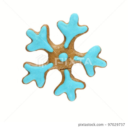 Broken decorated Christmas gingerbread snowflake Broken decorated Christmas gingerbread snowflake 97029737