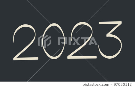 New year 2023 numbers. Christmas vector. Hand drawn xmas silhouette New year 2023 numbers. Christmas vector. Hand drawn xmas silhouette 97030112