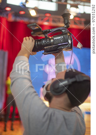 cameraman on the set of a TV show 97031292