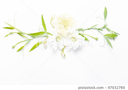 Delicate flower arrangement with flowers and leaves. Summer festive 97032760