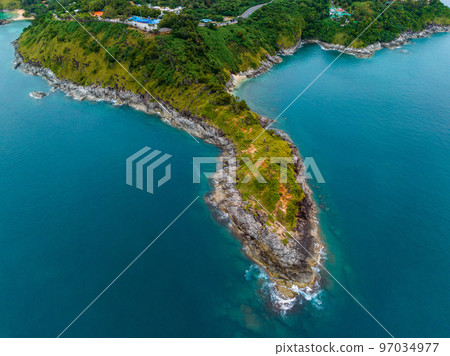 Aerial view Phromthep cape at sunset  Phuket, Thailand 97034977