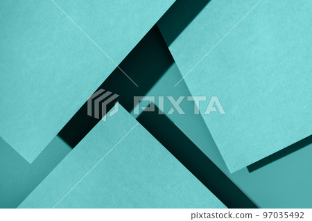 Paper for pastel overlap in teal color for background, banner, presentation template. Creative trendy background design in natural colors. Background in 3d style. 97035492