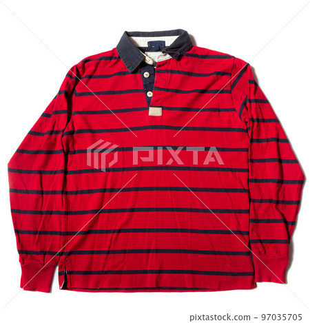 Long sleeve rugby shirt on white background Long sleeve rugby shirt on white background 97035705