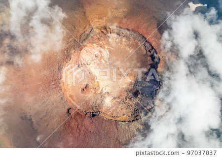 Tyatya volcano crater aerial view,, Kunashir Island, Kuril Islands, Russia 97037037