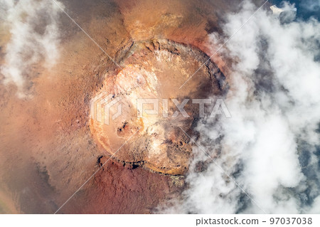 Tyatya volcano crater aerial view,, Kunashir Island, Kuril Islands, Russia 97037038