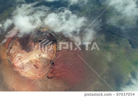 Tyatya volcano crater aerial view,, Kunashir Island, Kuril Islands, Russia Tyatya volcano crater aerial view,, Kunashir Island, Kuril Islands, Russia 97037054
