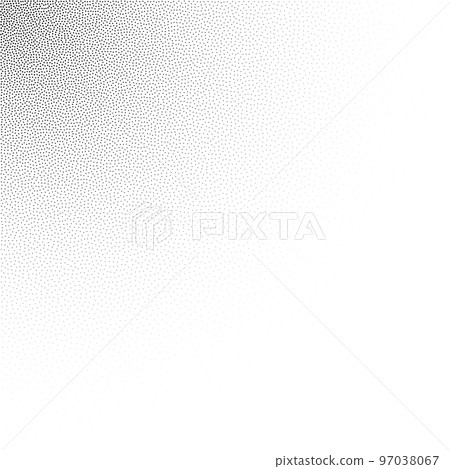Grain stippled gradient background. Faded stochastic dotwork texture. Random grunge noise. Black dots, speckles or particles wallpaper. Halftone vector monochrome  97038067