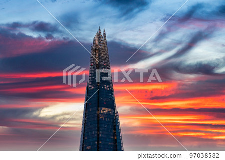 Close up view of the Shard skyscraper in London, UK. 97038582