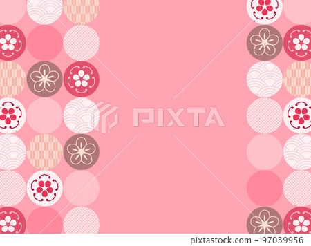 Cute background material of plum and Japanese pattern 97039956