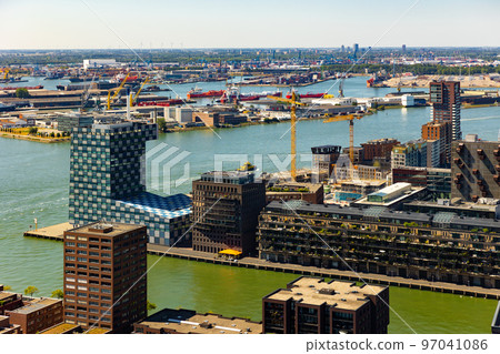 Panorama from industry in the harbor from Rotterdam in Netherlands 97041086