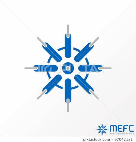 Logo design graphic concept creative abstract icon premium free vector stock simple and unique 3D shape fiber optical cable with circle around. Related to internet or network 97042181