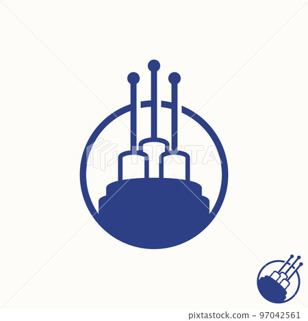 Logo design graphic concept creative abstract icon premium free vector stock simple and unique 3D shape fiber optic cable on circle. Related to internet or network 97042561