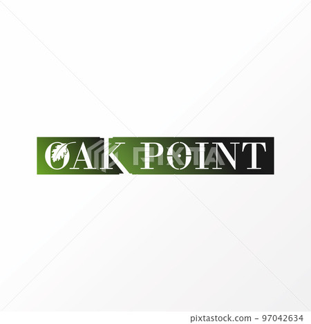 Logo design graphic concept creative abstract icon premium free vector stock simple and unique letter or word OAK POINT serif font with leaf on O font. Related to nature or botany 97042634