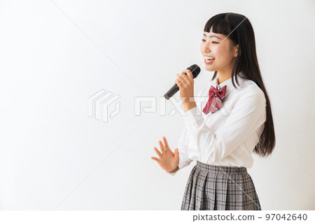 Female student in uniform karaoke 97042640