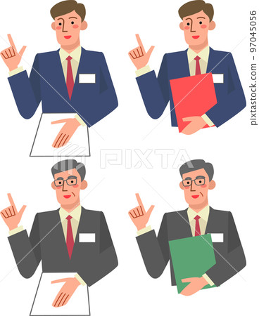 Upper body set of pointing businessman Upper body set of pointing businessman 97045056
