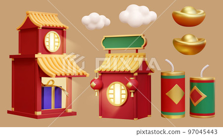 3D Chinese new year elements set 97045443