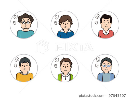 Male facial expression icon Angry expression 97045507