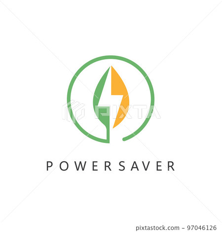 thunderbolt  leaf circle or eco energy saver icon vector illustration concept design 97046126