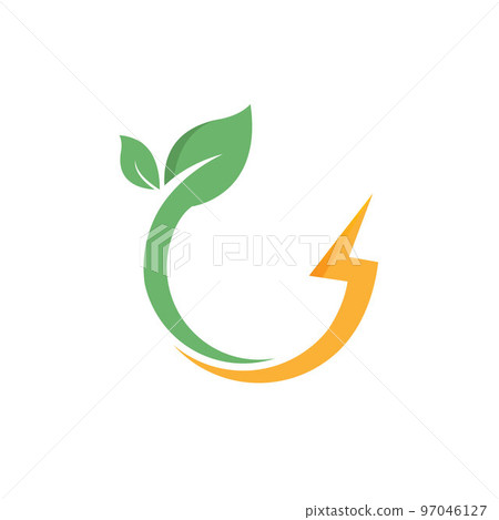 thunderbolt  leaf circle or eco energy saver icon vector illustration concept design 97046127