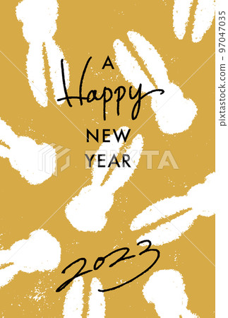 Rabbit silhouette New Year's card (gold) Rabbit silhouette New Year's card (gold) 97047035