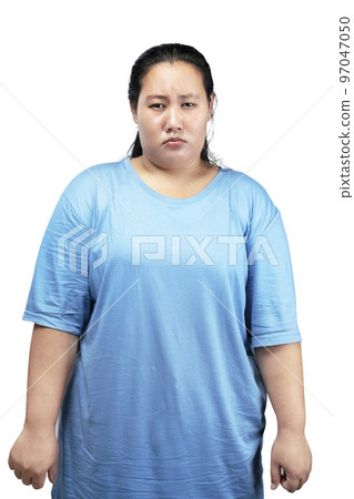 Asian fat overweight woman with a funny expression 97047050