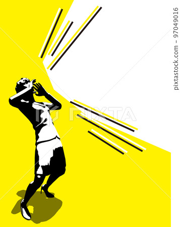 Female silhouette in a suit screaming out loud vector illustration Female silhouette in a suit screaming out loud vector illustration 97049016