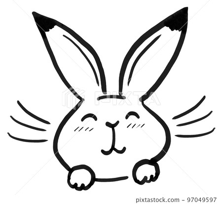 Choju 漫畫風格插圖笑兔子的臉 97049597