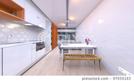 Living dining with a view of the night view 97050183