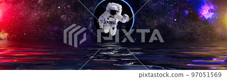 Astronaut in outer space . Astronaut wear full spacesuit for space operation . Elements of this image furnished by NASA space astronaut photos. Astronaut in outer space . Astronaut wear full spacesuit for space operation . Elements of this image furnished by NASA space astronaut photos. 97051569