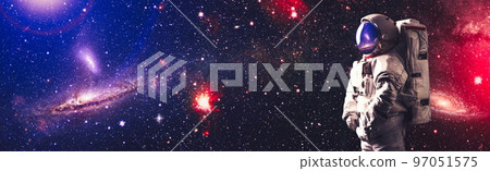 Astronaut in outer space . Astronaut wear full spacesuit for space operation . Elements of this image furnished by NASA space astronaut photos. 97051575