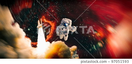 Astronaut in outer space . Astronaut wear full spacesuit for space operation . Elements of this image furnished by NASA space astronaut photos. Astronaut in outer space . Astronaut wear full spacesuit for space operation . Elements of this image furnished by NASA space astronaut photos. 97051593