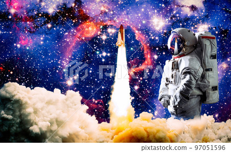 Astronaut in outer space . Astronaut wear full spacesuit for space operation . Elements of this image furnished by NASA space astronaut photos. Astronaut in outer space . Astronaut wear full spacesuit for space operation . Elements of this image furnished by NASA space astronaut photos. 97051596