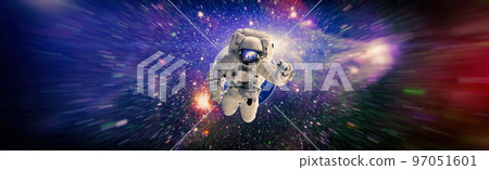 Astronaut in outer space . Astronaut wear full spacesuit for space operation . Elements of this image furnished by NASA space astronaut photos. 97051601