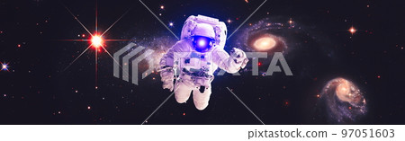 Astronaut in outer space . Astronaut wear full spacesuit for space operation . Elements of this image furnished by NASA space astronaut photos. 97051603